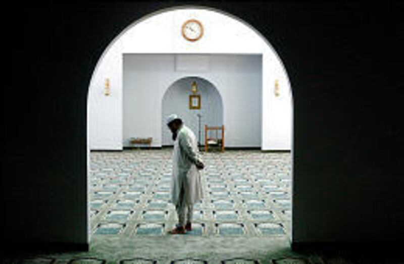 Imam Shuaib-Ud Din stands in the prayer hall of the Khadeeja Mosque in West Valley City before it opened in 2002. The mosque is the largest in the Western states.