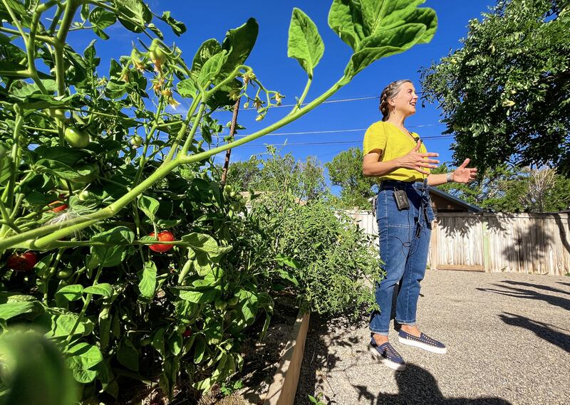 Salt Lake City Mayor Erin Mendenhall speaks at the Harrison Community Garden in Salt Lake City on Thursday, Aug. 25, 2022.