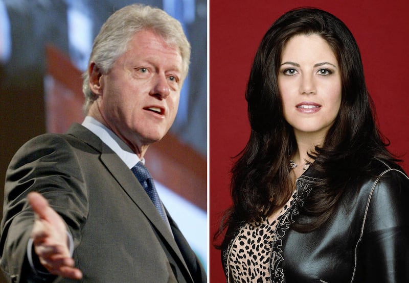 In this combination photo, former President Bill Clinton, left, is seen on March 9, 2004 in New York and Monica Lewinsky, is shown in an undated promotional photo.