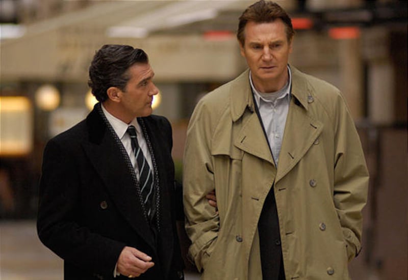 Antonio Banderas and Liam Neeson in "The Other Man.'