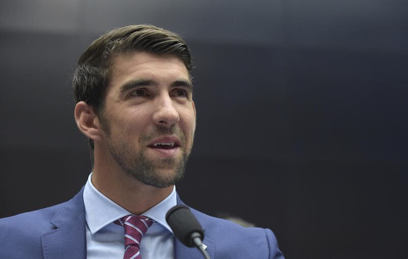 Olympic swimmer Michael Phelps testifies on Capitol Hill in Washington, Tuesday, Feb. 28, 2017, before the House Commerce Energy and Commerce subcommittee hearing on the international anti-doping system. (AP Photo/Susan Walsh)
