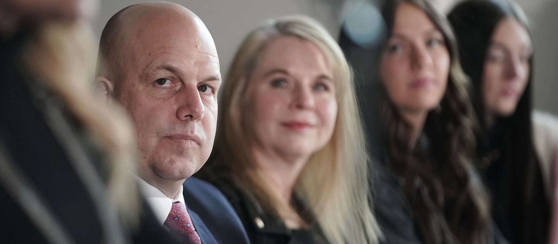 Fred Ross and his family listen during an event where Ross was named Provo’s new police chief on Tuesday, Nov. 30, 2021.