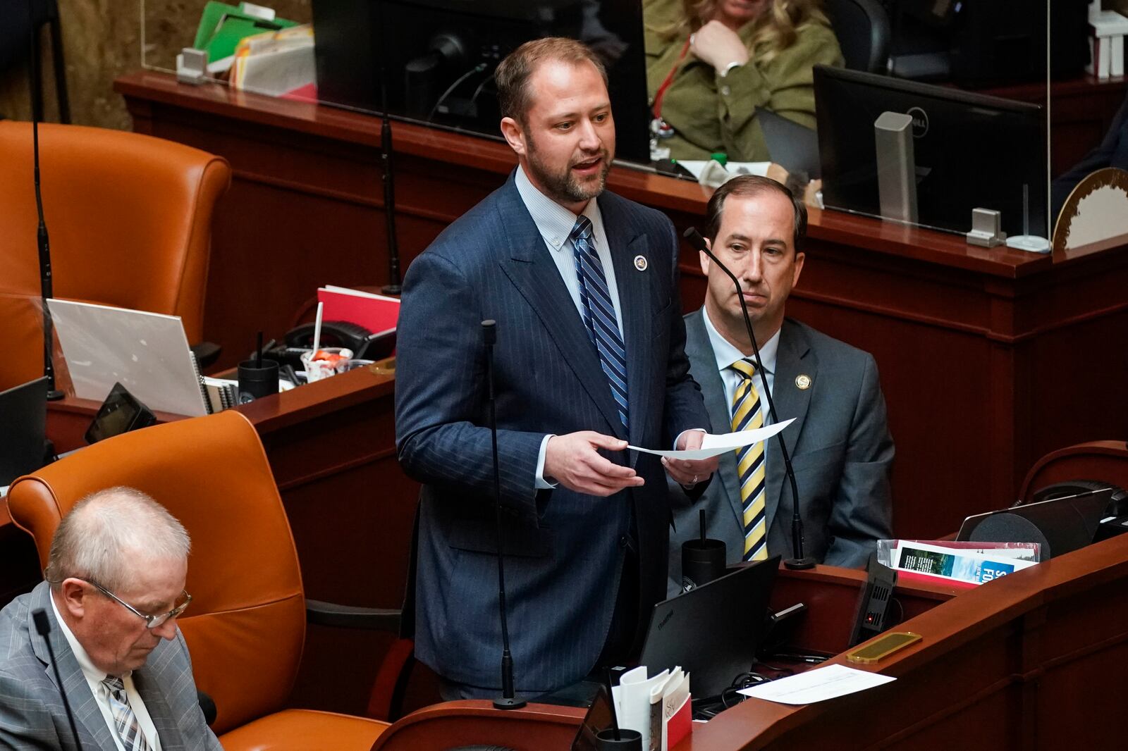 Rep. Jordan Teuscher, R-South Jordan, speaks during the Utah legislative session at the Capitol in Salt Lake City.