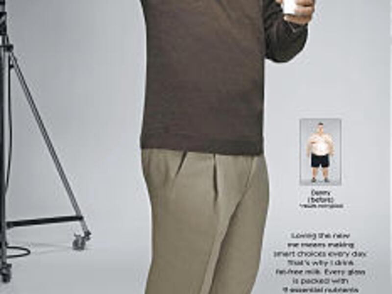 Danny Cahill, a 40-year-old land surveyor and musician from Broken Arrow, Okla., and winner of the weight loss challenge program, "The Biggest Loser," is shown in the latest "Got Milk" ad. Cahill, who went from 430 pounds to 191 pounds, losing 55.58 perc