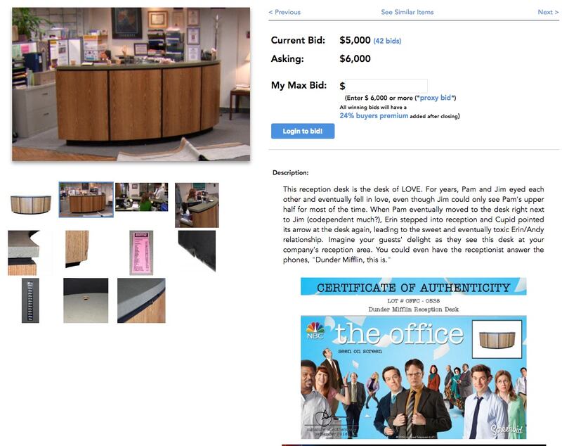 A photo of the desk at Dunder Mifflin from "The Office."