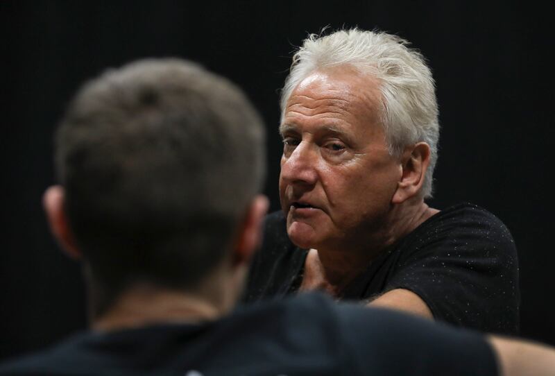 Air Supply’s Graham Russell listens to actor John Patrick McKenna sing during rehearsal for the musical “A Wall Apart” at the TV studio on the Salt Lake Community College campus in Salt Lake City on Tuesday, July 30, 2019.