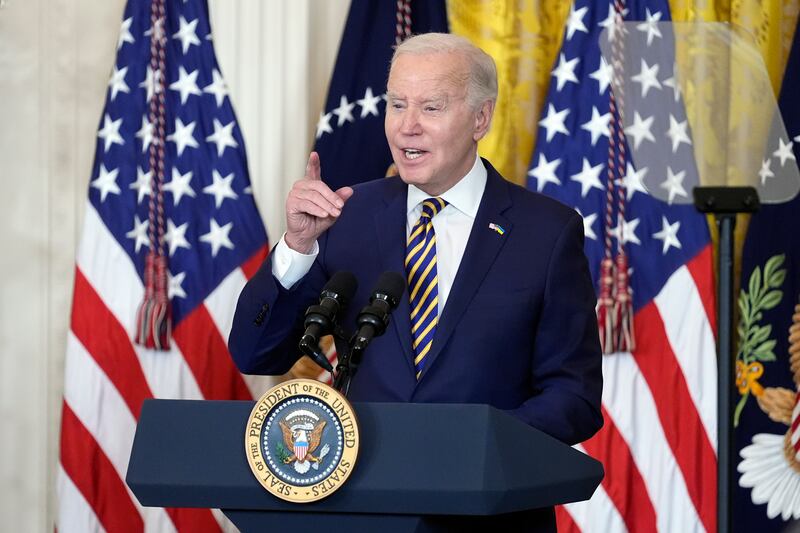 President Joe Biden speaks during an event at the White House, Tuesday, Feb. 6, 2024.