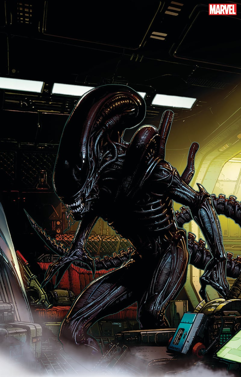 Marvel hasn’t released any specific tiles or creative teams to work on projects related to the characters. But the company released some teaser images that show Alien’s “Big Chap” Xenomorph and Predator, who appears to targeting the Avengers in the photo.