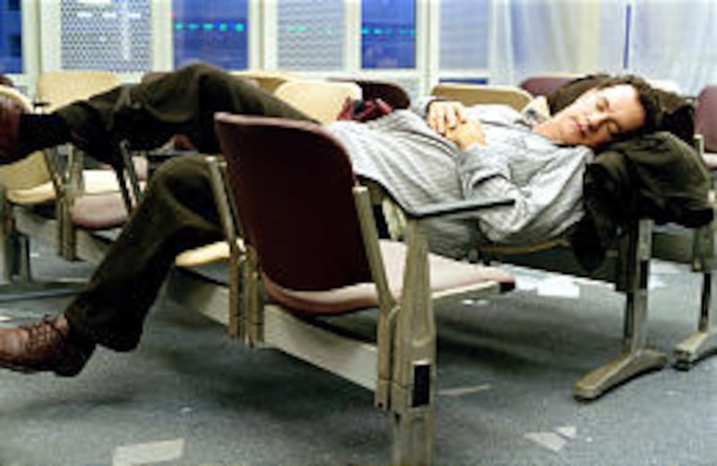 Tom Hanks is a tourist who makes the most of available accommodations when a coup in his homeland leaves him stranded in "The Terminal."