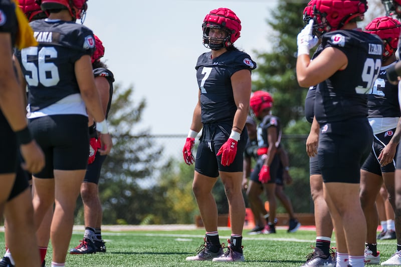 Utah defensive end Van Fillinger (7) was named to the preseason All-Pac-12 second team.