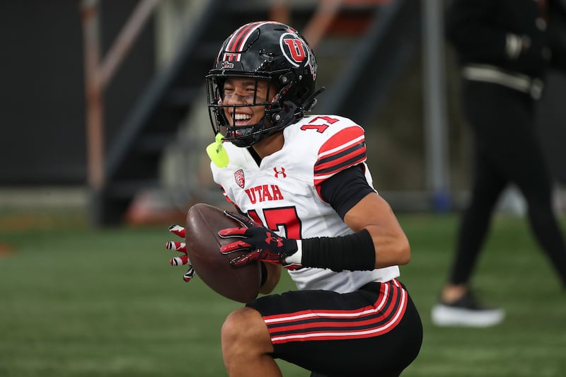 Utah cornerback Smith Snowden warms up before a game against Oregon State Friday, Sept. 29, 2023, in Corvallis, Ore.