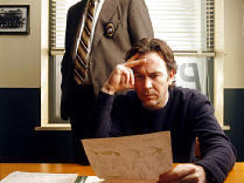 Randy Quaid and Timothy Hutton in "5ive Days to Midnight," a miniseries on the Sci Fi Channel that combines quantum physics and mystery.