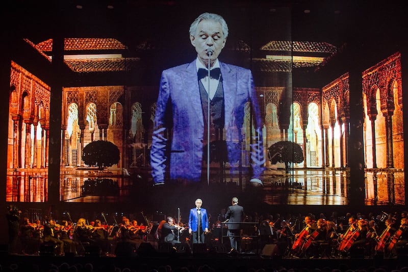 Andrea Bocelli performs at Vivint Arena in Salt Lake City on Thursday, Nov. 29, 2018.