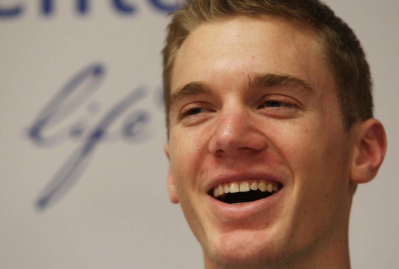 Utah State University basketball player Danny Berger speaks with the press as he continues recovery at Intermountain Medical Center in Murray, Friday, Dec. 7, 2012.