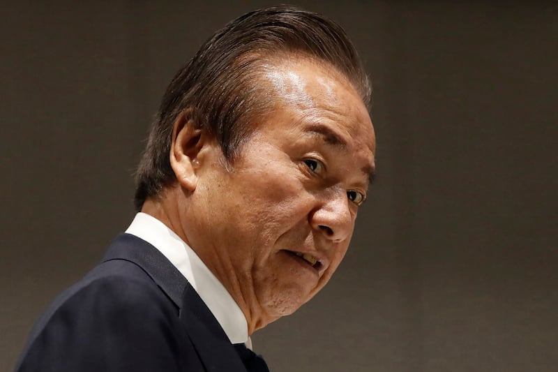 Haruyuki Takahashi arrives at a Tokyo 2020 executive board meeting in Tokyo on March 30, 2020.
