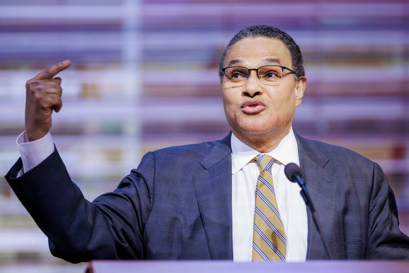 Freeman A. Hrabowski III delivers a BYU Forum Assembly address on Tuesday, Feb. 27, 2024.