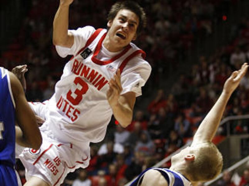 Utah's Marshall Henderson, shown here in a previous game, shined in a return to Texas.