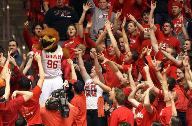 Swoop gets Ute fans riled up at the Huntsman Center in Salt Lake City on Saturday, March 9, 2013. Utah beat Oregon 72-62 in a men's basketball game.