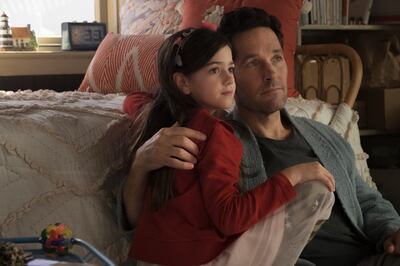 Cassie Lang (Abby Ryder Fortson) and Ant-Man/Scott Lang (Paul Rudd) in "Ant-Man and the Wasp.”