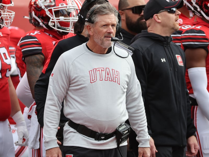 Utah Utes head coach Kyle Whittingham watches action