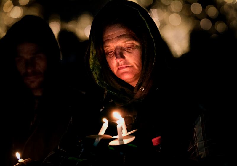 JoAnne Johanson, whose children both died while experiencing homelessness, attends the annual candlelight vigil honoring those who died while homeless this year.