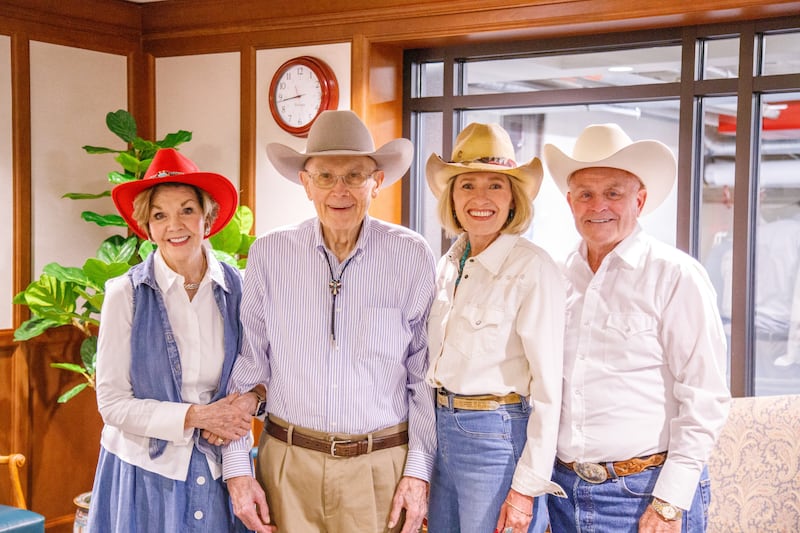 President Dallin H. Oaks and his wife, Sister Kristen M. Oaks, pose for a photo with Relief Society General President Camille N. Johnson and her husband, Doug Johnson, prior to the Days of '47 parade on Temple Square in Salt Lake City, Utah, on Friday, July 24, 2026.