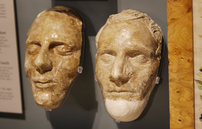 The death masks of Joseph and Hyrum Smith are displayed at the Church History Museum.
