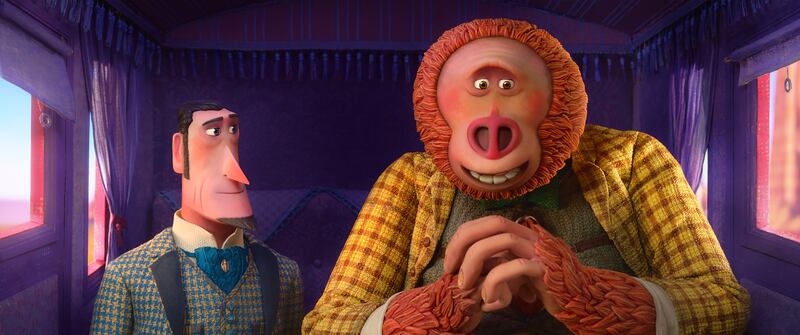 Sir Lionel Frost, left, is voiced by Hugh Jackman and Mr. Link, right, is voiced by Zach Galifianakis in director Chris Butler’s "Missing Link," a Laika Studios production and Annapurna Pictures release.