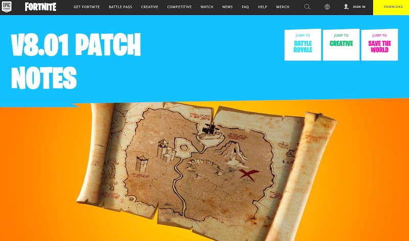 “Fortnite” released its first patch update for season 8, which includes a new buried treasure that gamers can seek out.