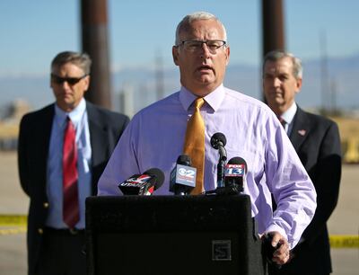 FILE - Salt Lake County Councilman Richard Snelgrove discusses west-side economic development during a press conference outside the Rio Tinto Distribution Center in South Jordan on Monday, Sept. 26, 2016.