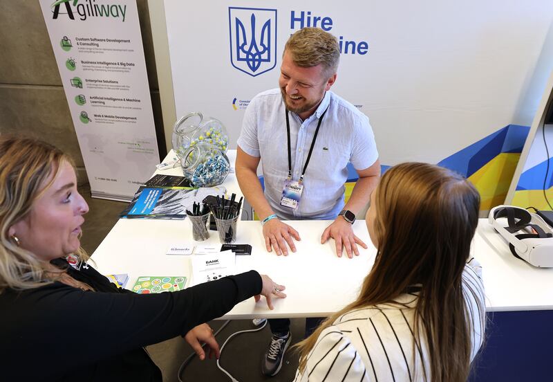 Yaroslav Fisiuk, a business development manager from Ukraine, speaks at the eighth annual Silicon Slopes Summit.