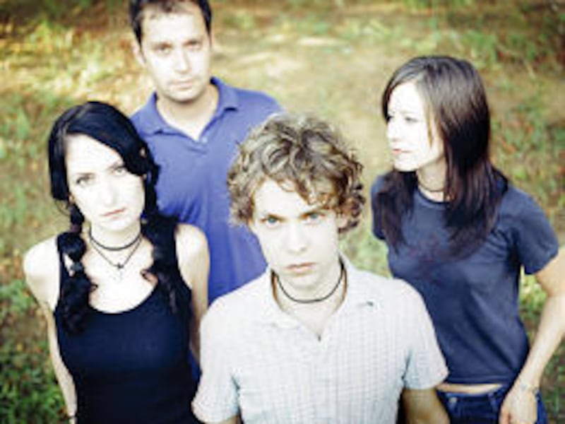 From left, Orenda Fink, Clay Leverett, Andy LeMaster and Maria Taylor, of the band Now It's Overhead, which plays a unique form of pop music.