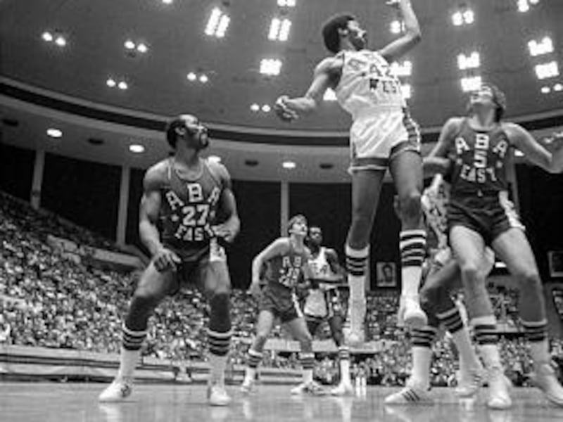 The American Basketball Association All-Stars play at the Salt Palace on Feb. 6, 1973.