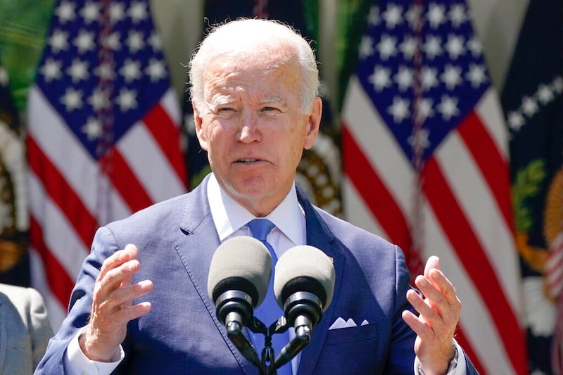 President Joe Biden speaks at an event.