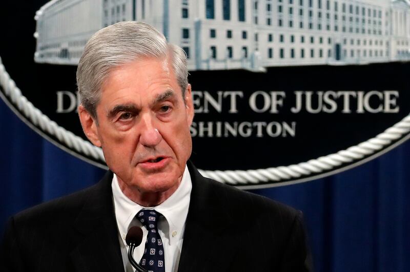 Special counsel Robert Muller speaks at the Department of Justice Wednesday, May 29, 2019, in Washington, about the Russia investigation. (AP Photo/Carolyn Kaster)