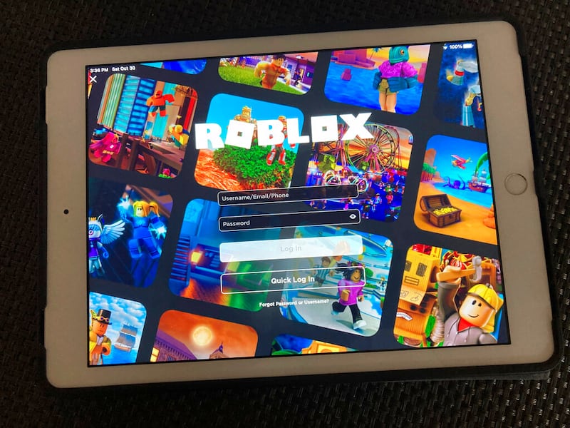 The gaming platform Roblox on a tablet.