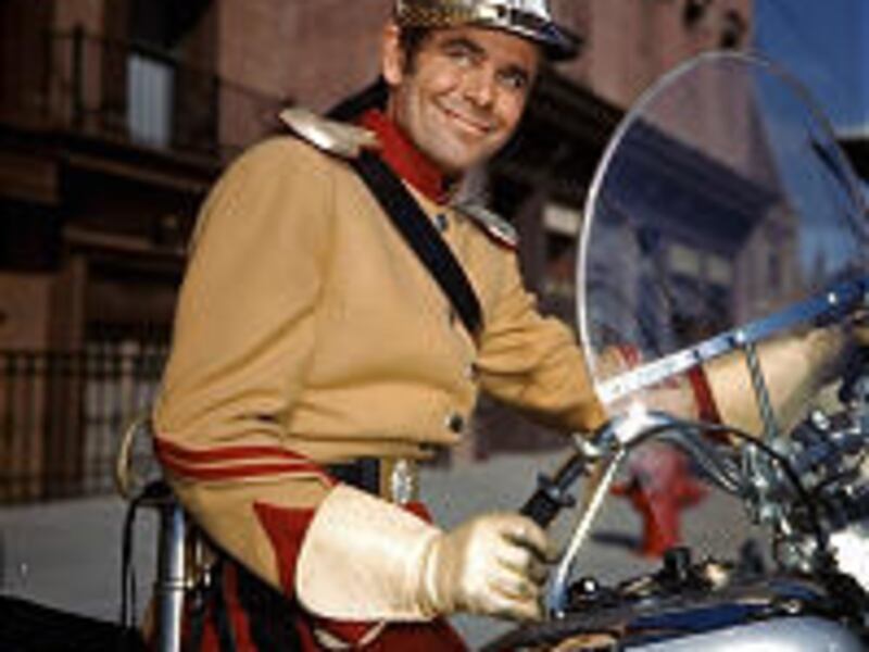 A 1947 photo shows Glenn Ford in costume on the set of "The Loves of Carmen." He got around the set on a motorcycle rather than the horse he rode in the film. Ford, who just turned 90, enjoys watching vintage films, but he isn't a fan of "The Loves of Car