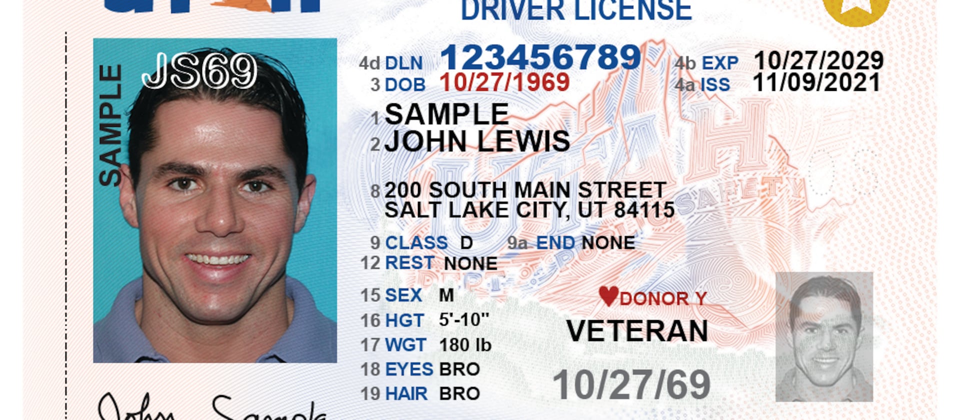 An example of the Utah driver’s license.