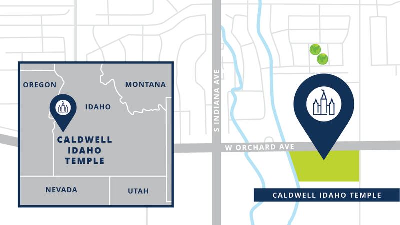 Site map for the Caldwell Idaho Temple.