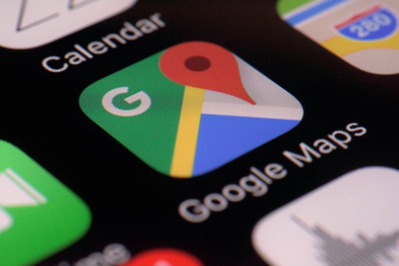 This Wednesday, March 22, 2017, photo shows the Google Maps app on a smartphone.