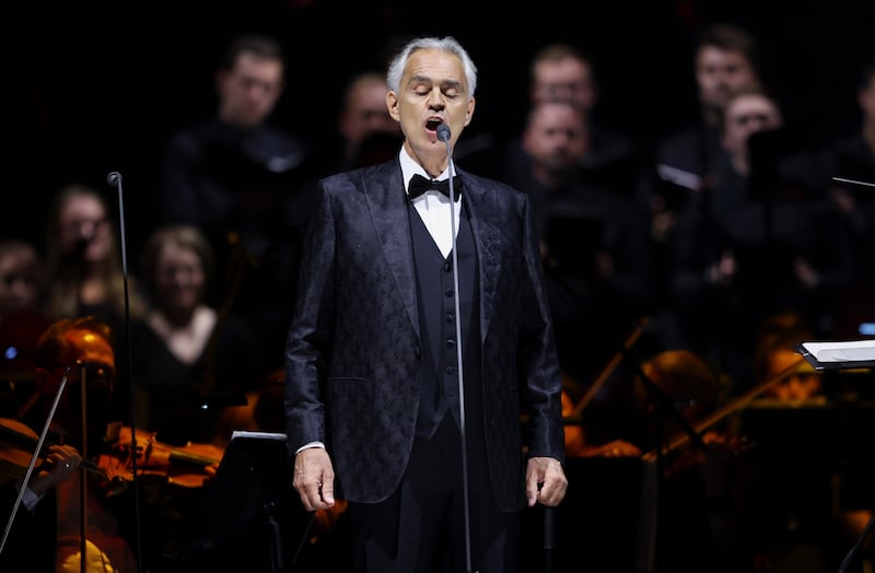Andrea Bocelli performs in concert at Vivint Arena in Salt Lake City.