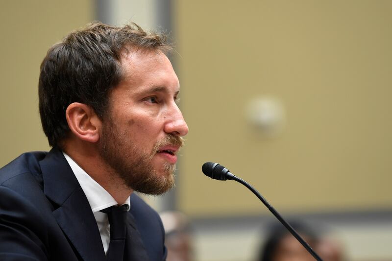 FILE - In this July 25, 2019, file photo, JUUL Labs co-founder and Chief Product Officer James Monsees testifies before a House Oversight and Government Reform subcommittee on Capitol Hill in Washington. Juul Labs gave nearly $100,000 to members of Congre