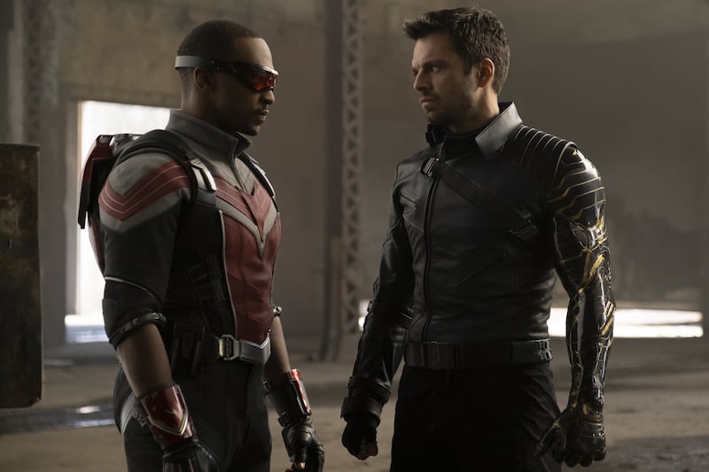 Falcon/Sam Wilson (Anthony Mackie) and Winter Soldier/Bucky Barnes (Sebastian Stan) in “The Falcon and The Winter Soldier.”