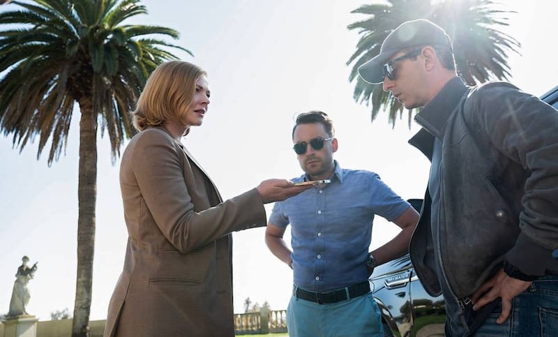 Sarah Snook, Kieran Culkin and Jeremy Strong in Season 4 of “Succession.”