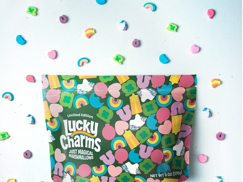 For the first time ever, Lucky Charms fans can now enjoy a pouch of magically delicious Just Magical Marshmallows. (Photo: Business Wire)