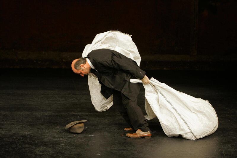 In this undated publicity photo released by The Bruce Cohen Group, Marcello Magni is shown in a scene from "Fragments," Peter Brook"™s adaptation of five Samuel Beckett Texts performing off-Broadway at the Baryshnikov Arts Center in New York.