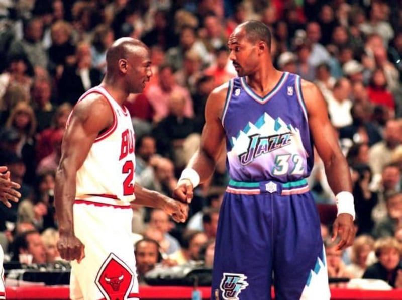 Malone and Jordan face off for the first time after Karl Malone was named MVP.