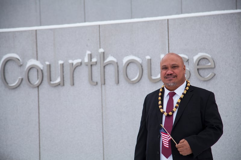 In this undated image provided by nonprofit advocacy and legal group Equally American, John Fitisemanu, an American Samoan and the lead plaintiff in a lawsuit against the United States seeking full U.S. citizenship, poses for a photo in Salt Lake City, Ut