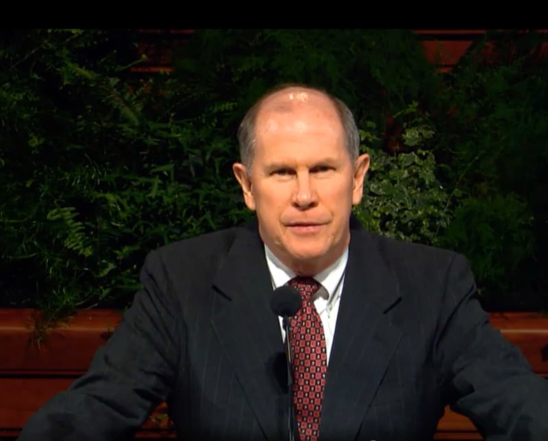 Elder Gene R. Cook, a General Authority Seventy, speaks during the Sunday afternoon session of the April 2002 general conference on Sunday, April 7, 2002.