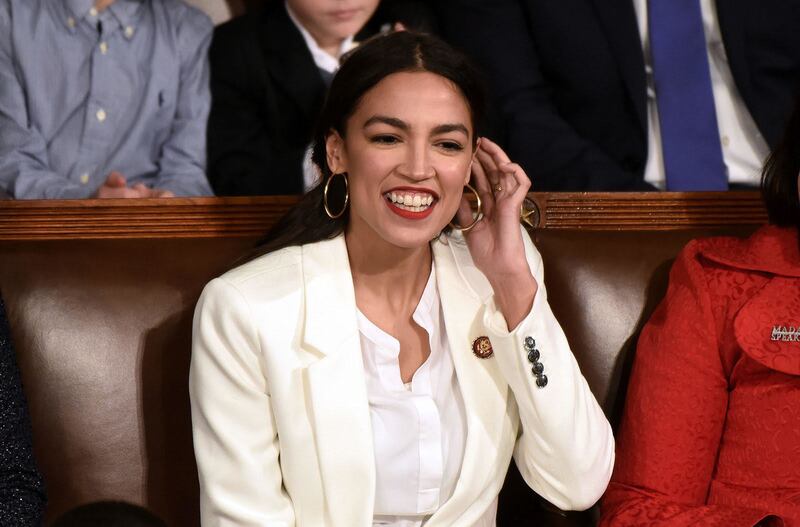 New U.S. Rep. Alexandria Ocasio-Cortez (D-N.Y.) awaits the start of the 116th Congress at the Capitol on Jan. 3.